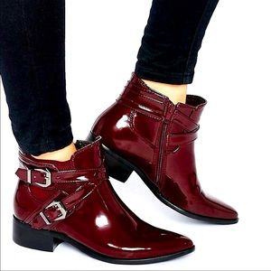 ASOS Glamorous Burgundy Strap Chelsea Ankle Boot